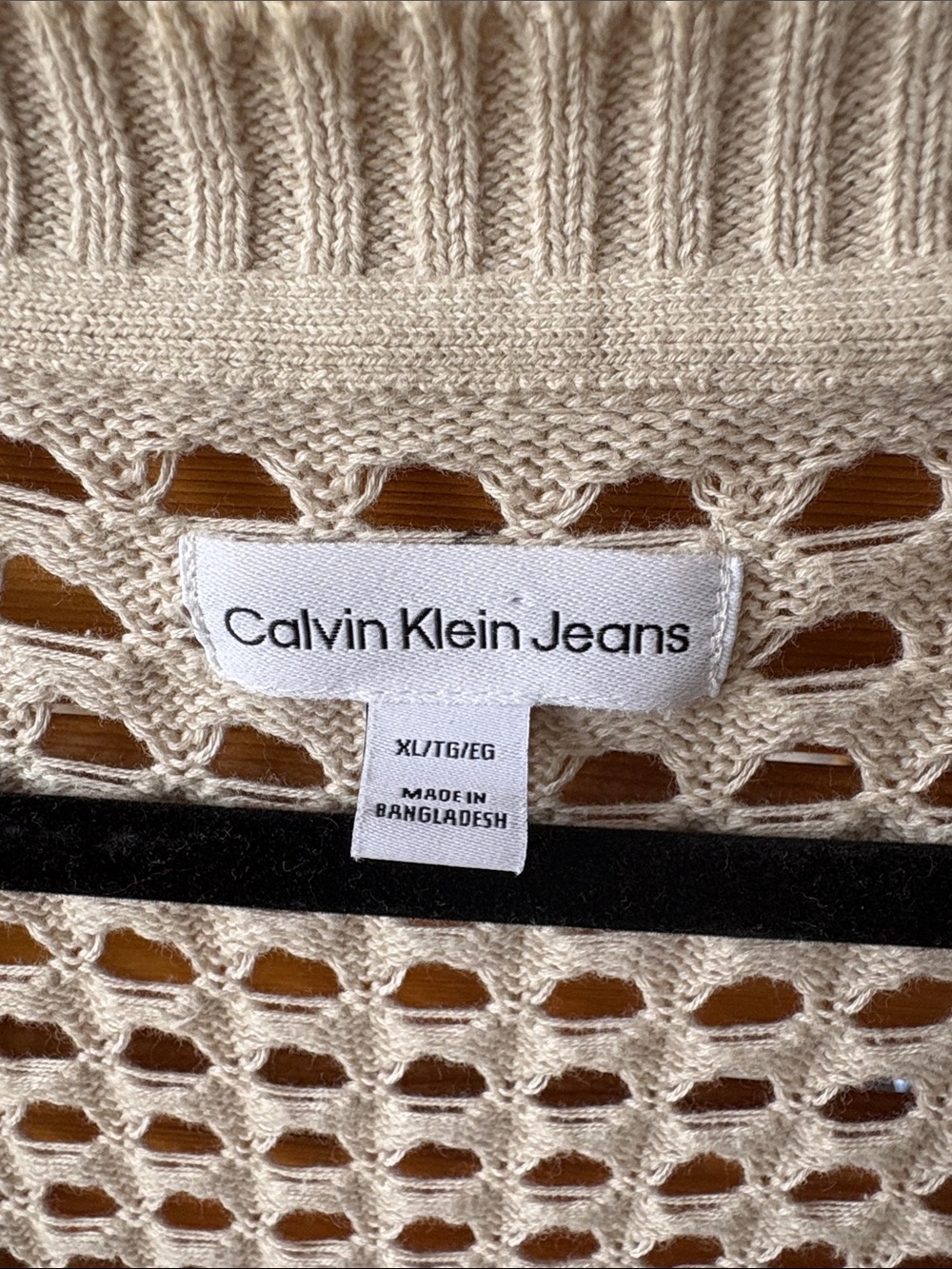 Calvin Klein Jeans Open-Weave Cream Cardigan XL - Picture 4 of 6